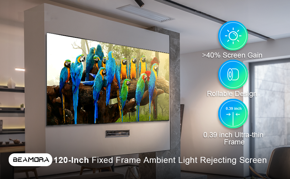 Beamora 130" ALR & CLR Seamless Fix Frame Screen for Ultra Short Throw Projector
