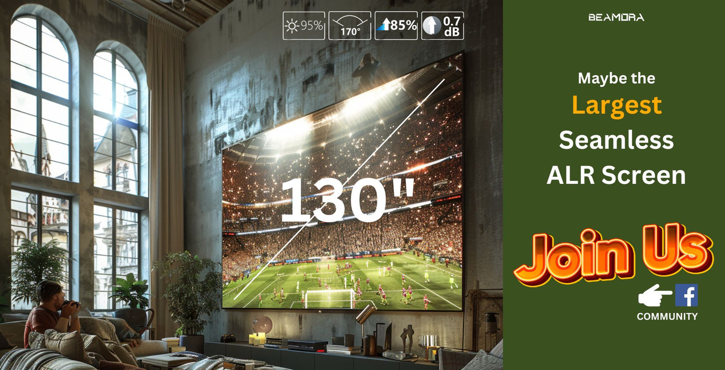 Beamora 130" ALR & CLR Seamless Fix Frame Screen for Ultra Short Throw Projector