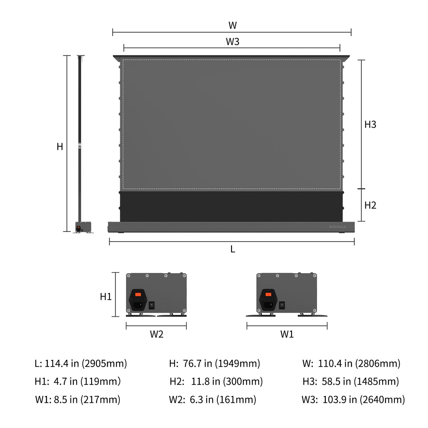 Beamora 120" Motorized Floor Rising Tension ALR & CLR UST Projector Screen for Ultra Short Throw Projector | RS10